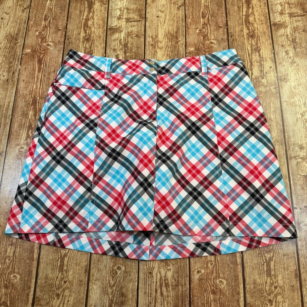 Slazenger Golf Skort Womens Size 8 Multicolor Plaid Built In Shorts Pockets